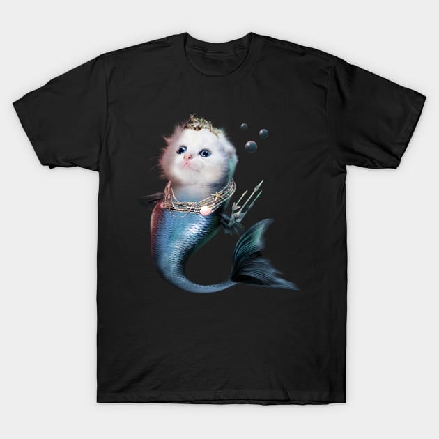 Cute Cat Mermaid T-Shirt by Random Galaxy